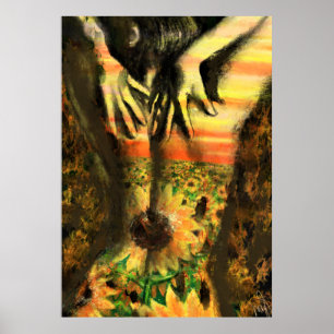 Tanzende Dame in Sonnenblumen - Originalgemälde Ku Poster
