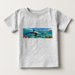 Tanzende Delfine in einem Korallenparadies Baby T-shirt