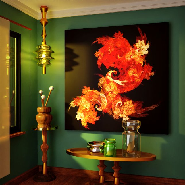 Tanzende Feuervögel Abstrakt ummantelte Canvas Pri Leinwanddruck (Dancing Firebirds Abstract Wrapped Canvas Print)