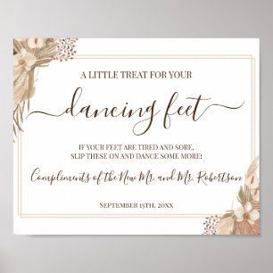 Tanzende Füße Flip Flops Hochzeitsempfangsschild Poster