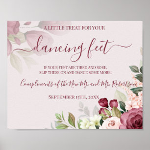 Tanzende Füße Flip Flops Hochzeitsempfangsschild Poster