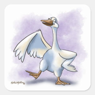 Tanzende Gans-Kartoon Quadratischer Aufkleber