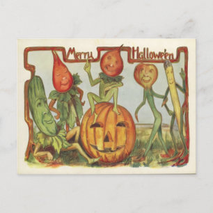 Tanzende Gemüse Vintage Halloween Postkarte