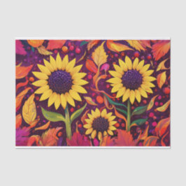 Tanzende Herbstsonnenblumen, wirbelnde Herbstlaube Seidenpapier