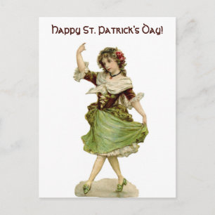 Tanzende irische Maid im Vintage-Stil Postkarte