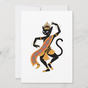Tanzende Katze König Grußkarte Dankeskarte