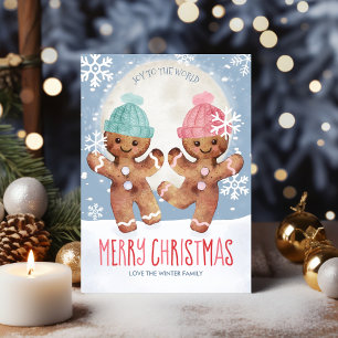 Tanzende Lebkuchen-Weihnachtsfreude Feiertagskarte