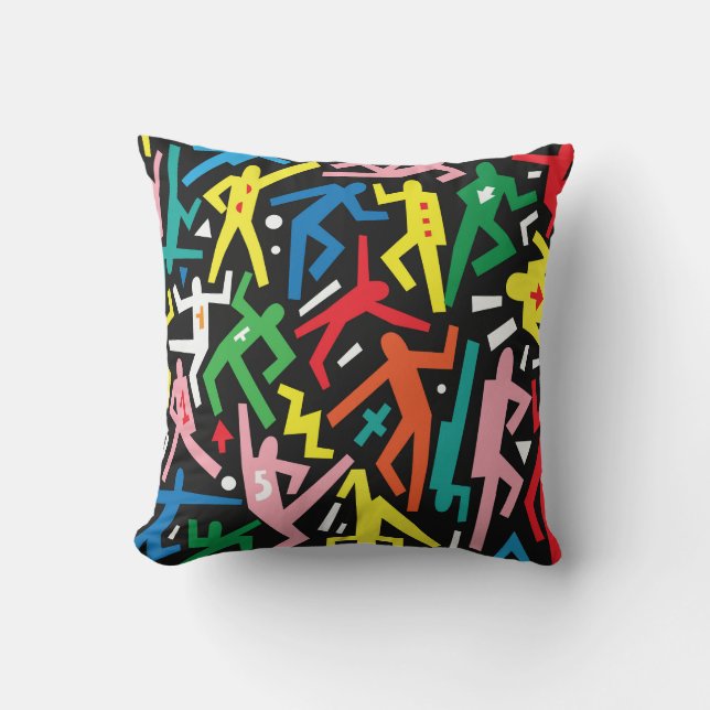 Tanzende Menschen, doodle Set Muster. Kissen (Vorderseite)