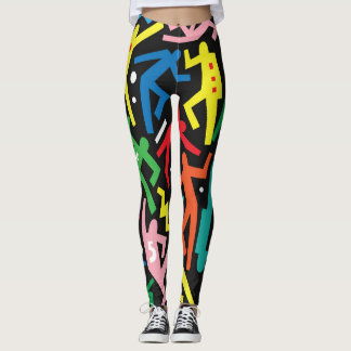 Tanzende Menschen, doodle Set Muster. Leggings