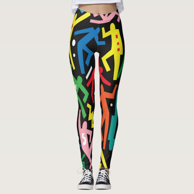 Tanzende Menschen, doodle Set Muster. Leggings (Vorderseite)