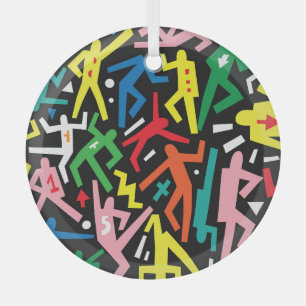 Tanzende Menschen, doodle Set Muster. Ornament Aus Glas