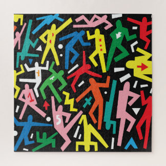 Tanzende Menschen, doodle Set Muster. Puzzle
