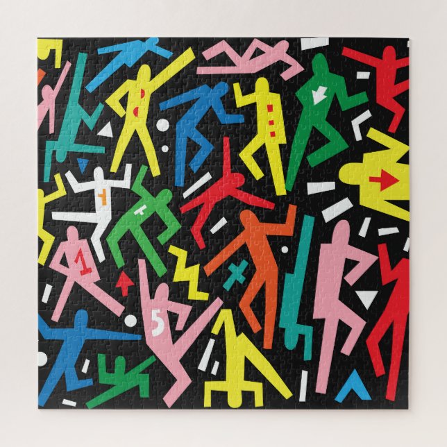 Tanzende Menschen, doodle Set Muster. Puzzle (Vertikal)
