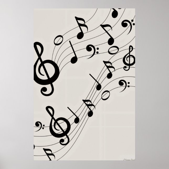 Tanzende Noten Muster Poster  (Vorne)