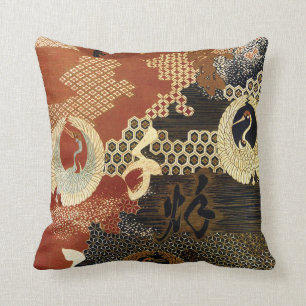 Tanzende orientalische Kräne Kissen