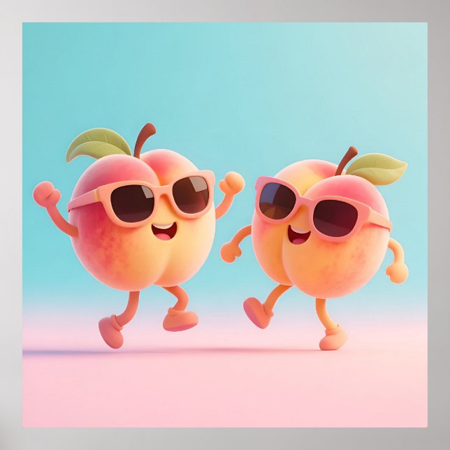 Tanzende Pfirsiche Sonnenbrille Poster (Vorne)
