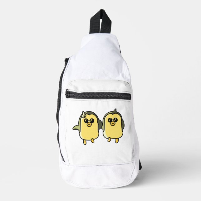 Tanzende Pinguine Crossbody Bag (Vorderseite)