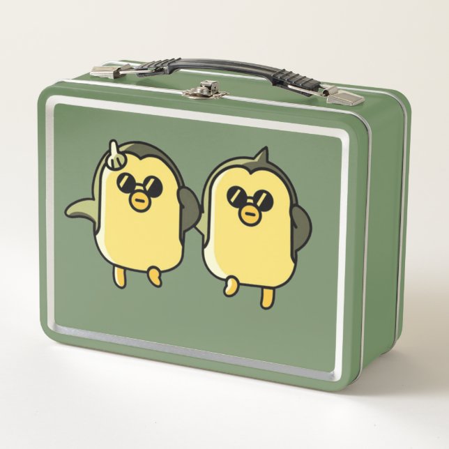 Tanzende Pinguine Metall Brotdose (Vorderseite)