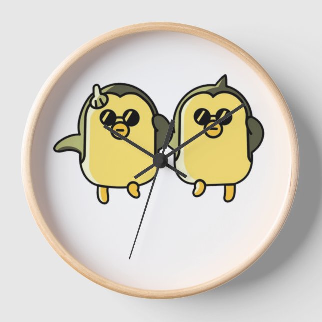 Tanzende Pinguine Uhr (Vorderseite)