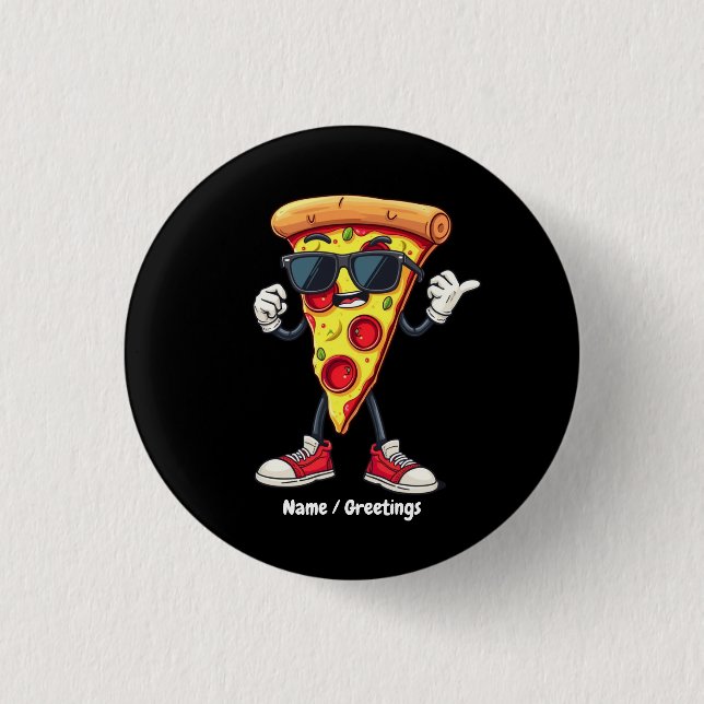 Tanzende Pizzascheibe Ein Verspieltes & Leckeres D Button (Vorderseite)