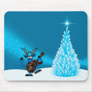 Tanzende Rentiere Gitarre Frohe Weihnachten Baum B Mousepad