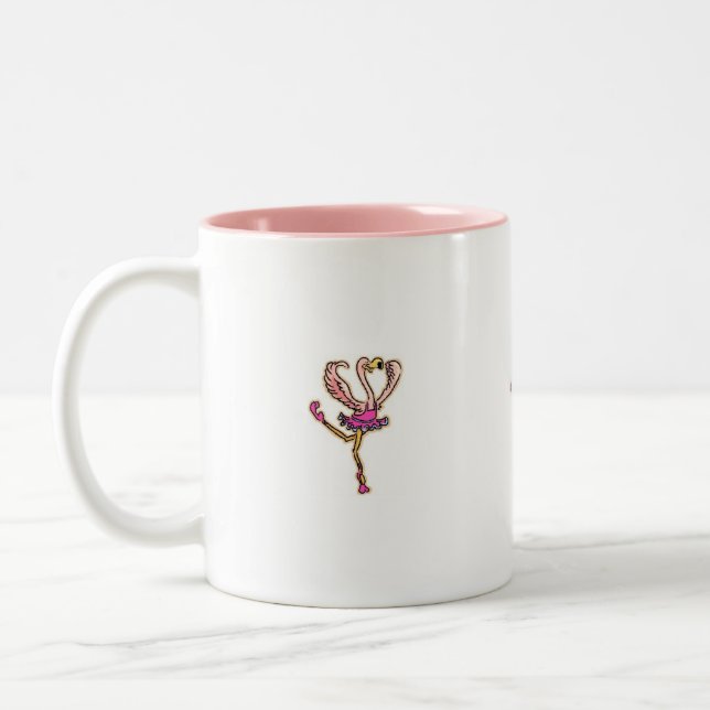 Tanzende rosa Flamingoschale Zweifarbige Tasse (Links)