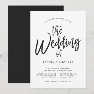 Tanzende Schrift Schwarz Weiße Hochzeit Einladung