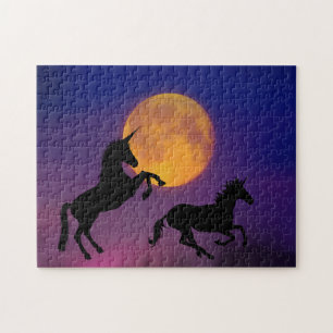 Tanzende Silhouetten im Vollmond Puzzle