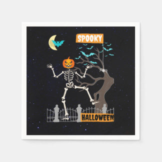 Tanzende Skelett-Halloween-Papier-Tücher Serviette
