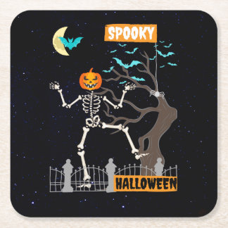 Tanzende Skelett-Halloween-Papieruntersetzer Rechteckiger Pappuntersetzer