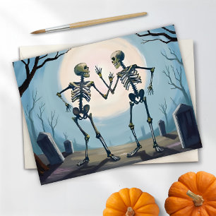 Tanzende Skelette Halloween-Malerei Feiertagspostkarte
