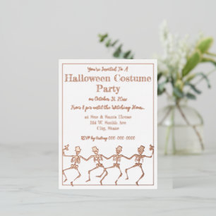 Tanzende Skelette Halloween-Party Folie Einladungspostkarte