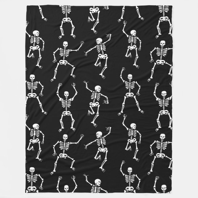 Tanzende Skelette Halloween Plüschdecke Fleecedecke (Vorderseite)