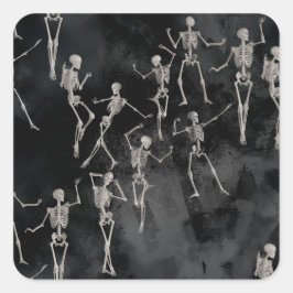 Tanzende Skelette Halloween Quadratischer Aufkleber