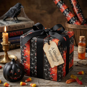 Tanzende Skelette in Flammen für Halloween Geschenkpapier
