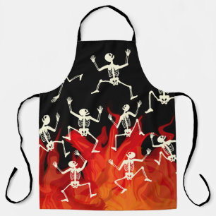 Tanzende Skelette in Flammen für Halloween Schürze