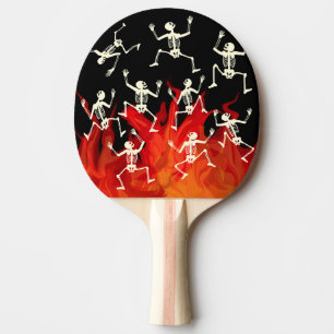 Tanzende Skelette in Flammen für Halloween Tischtennis Schläger