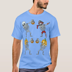 Tanzende Skelette Kürbis Pirat Lustiger Halloween T-Shirt