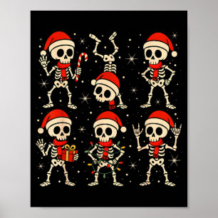 Tanzende Skelette Santa Hut Weihnachten Skelett Ro Poster