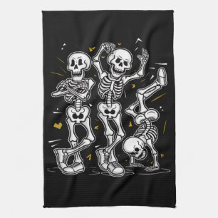 Tanzende Skelette Tanz Challenge Halloween Geschirrtuch