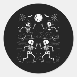 Tanzende Skelette Tanz Challenge Kinder Halloween Runder Aufkleber
