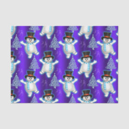 Tanzende Snowmen zu Blauen Weihnachten Seidenpapier