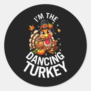 Tanzende Türkei Familie Matching Group Thanksgiv Runder Aufkleber