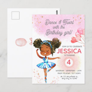 Tanzende und wirbelnde rosa Ballettmädchen-Geburts Postkarte
