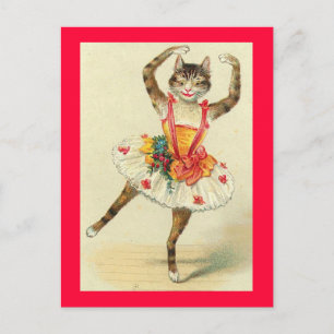 Tanzende Vintage-Katze Postkarte
