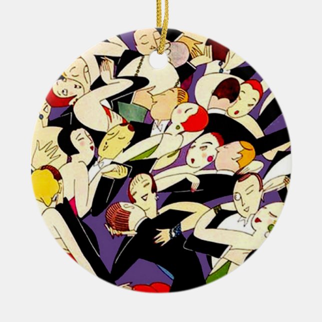 Tanzende Vintage Paare Keramikornament (Vorne)