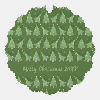 Tanzende Weihnachtsbäume auf Grün Ornament Karte