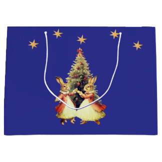 TANZENDE WEIHNACHTSHASEN MIT BAUMGESCHENKTASCHE GROßE GESCHENKTÜTE