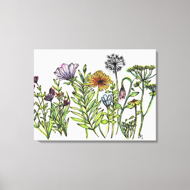 Tanzende Wildblumen Leinwanddruck (Vorderseite)