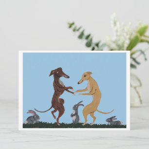 Tanzende Windhunde & Kaninchen Freunde Einladung